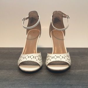 Lauren Conrad. LC Streamer White.peep-toe heel with ankle strap